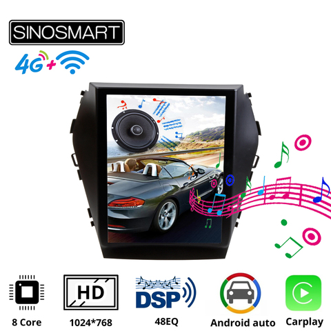 Sinosmart GPS para coche reproductor de navegador para Hyundai IX45 Santa Fe 2012-17 coche con OEM de fábrica NAVI/amplificador estilo Tesla ► Foto 1/2