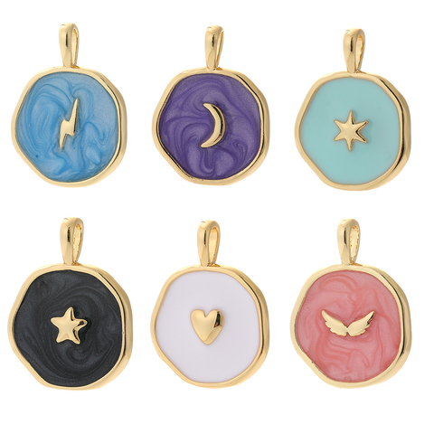 Abalorios de diseño de Luna, Estrella y corazón para la fabricación de joyas, coloridos, bohemios, colgantes, pendientes, collar, pulsera, Diy ► Foto 1/6