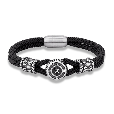 Pulsera con brújula para hombre y mujer, joyería con abalorio de la Marina, hecha a mano, accesorios de lujo, pulseras de cuerda de Paracord de acero inoxidable para parejas ► Foto 1/6