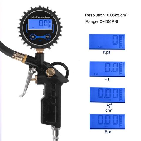 Inflador de neumáticos de coche y camión con Manómetro Digital, 200 PSI, tipo de pistola, pantalla LCD Digital, probador de vehículos ► Foto 1/6