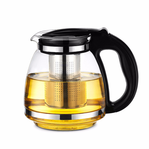 Tetera de té de vidrio resistente al calor, tetera con Infusor de acero inoxidable 1500, contenedor calentado para fiesta de té, elaboración de cerveza, 304 ml ► Foto 1/6