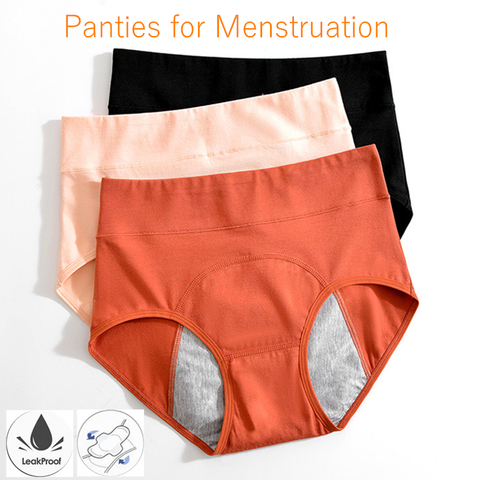 Bragas de algodón para la menstruación, Bragas Menstruales de cintura alta, pantalones de menstruación ► Foto 1/6