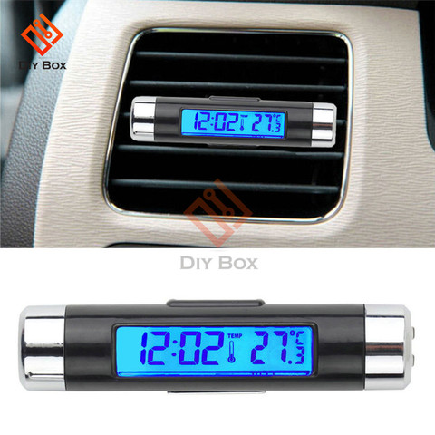 Reloj Digital LCD portátil 2 en 1 para coche, pantalla de temperatura, termómetro, Digital, accesorio para coche ► Foto 1/6