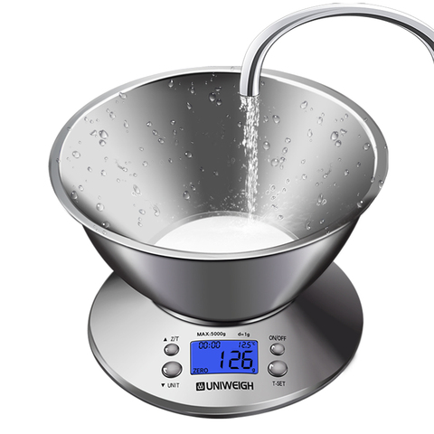 Báscula Digital multifunción de alta precisión para cocina, balanza de alimentos con tazón extraíble, volumen líquido de 2.15l, temperatura ambiente, 11lb/5kg ► Foto 1/6