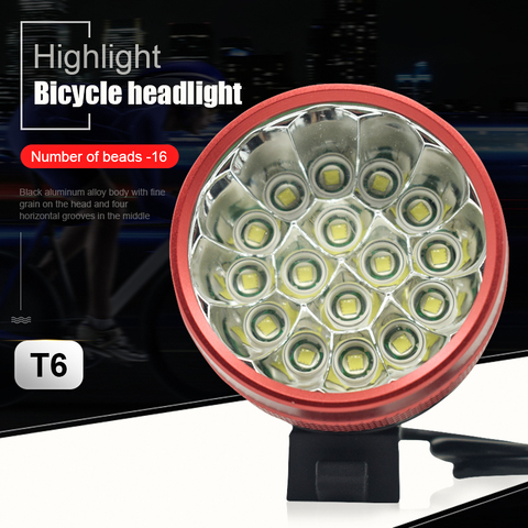 40000LM 16 * T6 LED luz de la bicicleta de la lámpara frontal luz delantera de seguridad luz de la bici de montaña al aire libre la noche en farol bicicleta ► Foto 1/6