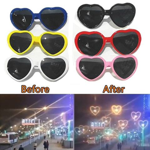 Comprar Gafas lindas con luces en forma de corazón, gafas con efectos en  forma de corazón de amor, gafas de sol de moda para mujer