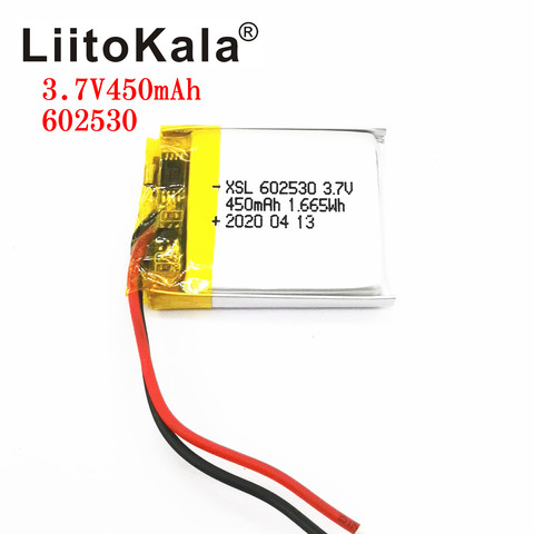 XSL 3,7 V 602530 de litio de 450mAh batería de polímero de iones de litio de 3,7 v batería para MP4 MP5 GPS PSP reloj inteligente grabadora de conducción ► Foto 1/2