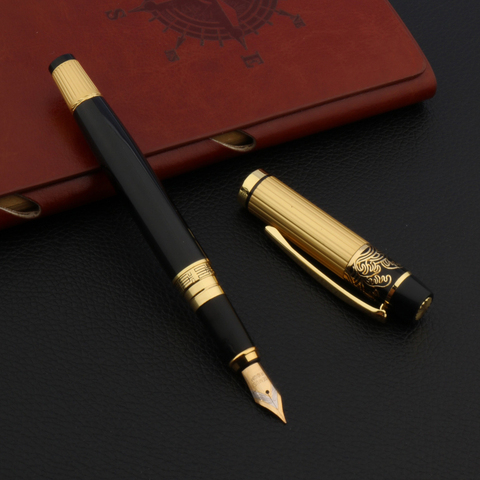 Pluma estilográfica HERO 901 de alta calidad, bolígrafos de tinta de METAL dorado y negro, punta de 0,7 MM, papelería, suministros escolares y de oficina ► Foto 1/5