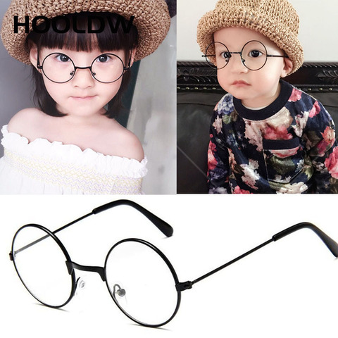 HOOLDW-gafas redondas Vintage para niños y niñas, lentes ópticas transparentes con montura de Metal para Miopía ► Foto 1/6