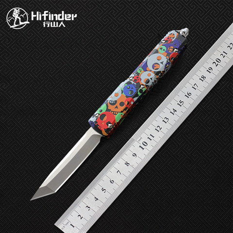 HIFINDER-cuchillo de cocina con mango de calavera de aluminio, herramienta táctica para acampar, supervivencia, al aire libre, caza, D2, hoja blanca 6061-t6 ► Foto 1/6