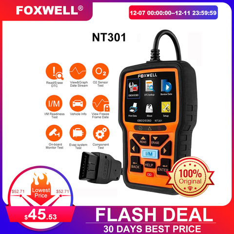 Foxwell NT301 OBD OBD2 escáner lector de código de motor herramienta de diagnóstico de coche Multi idiomas Universal ODB 2 ODB2 escáner automotriz ► Foto 1/6