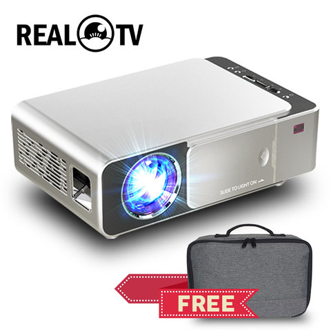 REAL TV-Proyector Led T6 Full HD, 4K, 3500 lúmenes, 1080p, portátil, Proyector de cine, HDMI, USB, VGA, SD, con regalo ► Foto 1/6