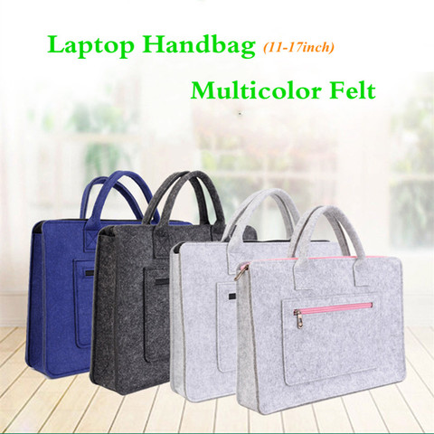 Bolsa de lana con mango de fieltro para ordenador portátil, accesorios de moda de manga sólida para macbook pro, dell, acer, Notebook, 12 