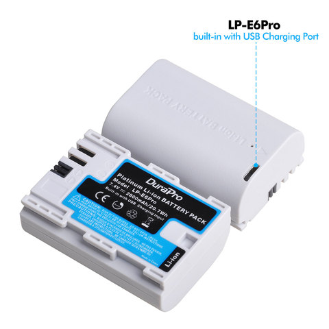 DuraPro 7,4 V 2800mAH LP-E6 LP-E6N de batería de la cámara con puerto USB para Canon EOS 5DS 5D Mark II Mark III 6D 7D 60D 60Da 70D 80D ► Foto 1/6