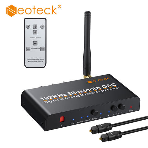 Neoteck Bluetooth DAC soporte APT-X, AAC, SBC DAC Digital a convertidor de Audio analógico con Control remoto IR 192kHz DAC para Amp ► Foto 1/6