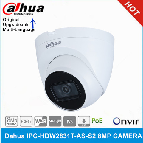 Dahua IPC-HDW2831T-AS-S2 Cámara POE de 8MP micrófono incorporado y ranura para tarjeta SD IP67 IR 30M IVS WDR Starlight Cámara ► Foto 1/2