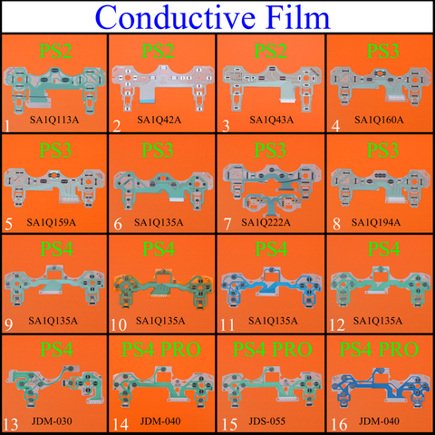 Para PS2 PS3 Dualshock PS4 Pro Slim JDM 030 040 botones de JDS-55 cinta tabla circuito conductor controlador película Cable flexible para teclado ► Foto 1/1