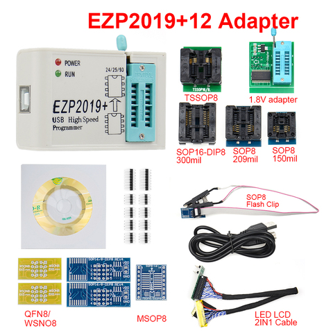 2022 s EZP 2022 de alta velocidad PROGRAMADOR USB EZP2022 con 12 Sockets 24 25 26 93 EEPROM 25 flash bios chip apoyo WIN7 y WIN8 ► Foto 1/6