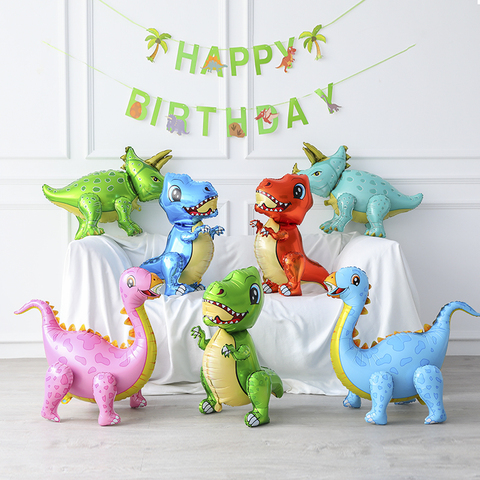 1 Uds. 4D globos de dinosaurio de papel de aluminio de pie verde dinosaurio rojo dragón cumpleaños deco suministros de fiesta niños juguetes de helio globals ► Foto 1/6