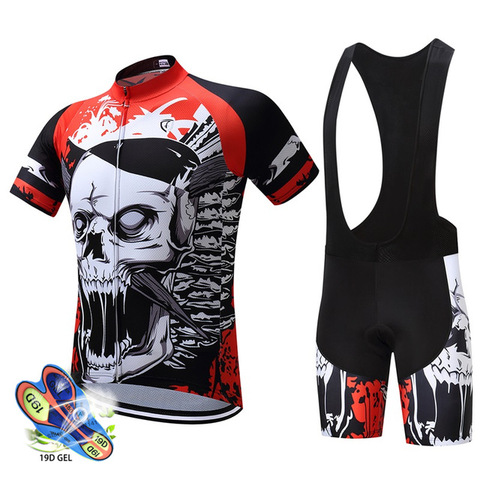 ¡Novedad de 2022! Ropa de Ciclismo de verano con estampado de calavera para hombre, Ropa transpirable, pantalones cortos de babero de manga corta, Ropa de Ciclismo, Maillot ► Foto 1/6