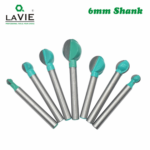 LAVIE-broca enrutadora de carburo de tungsteno para madera, vástago de 6mm, punta de bola, talla redonda, núcleo de fresado CNC, MC06003, 1 unidad ► Foto 1/6