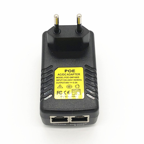 Fuente de alimentador PoE de vigilancia de seguridad CCTV, 48V, 0.5A, 24W, enchufe de pared, POE, inyector, adaptador Ethernet, cámara IP, teléfono, enchufe de EE. UU., UE ► Foto 1/1