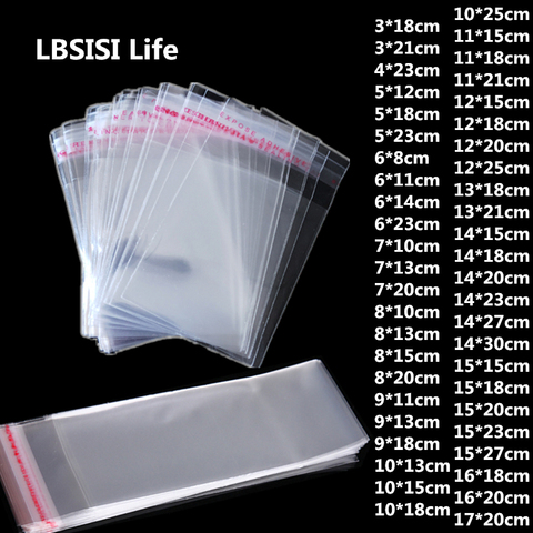 LBSISI Life-Bolsas de embalaje transparentes, envoltorio plástico, ideal para guardar dulces, galletas, decoración de pasteles y joyas ► Foto 1/6