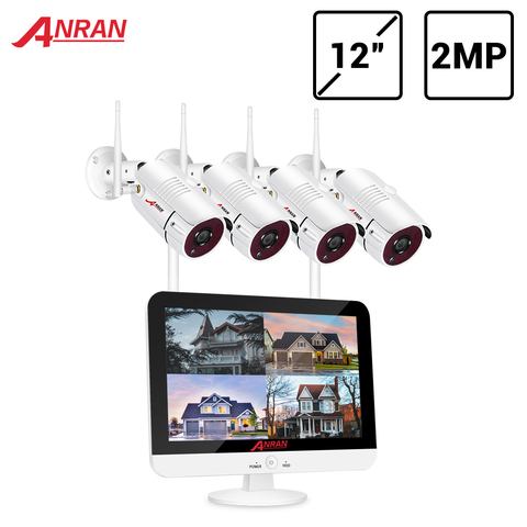 ANRAN-Sistema de videovigilancia 1080P, WIFI, CCTV, Monitor de 12 pulgadas, NVR, cámara CCTV, sistema de seguridad, impermeable, APP de visión nocturna ► Foto 1/6