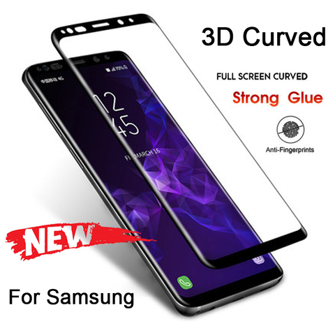 Película protectora 3D para pantalla de teléfono móvil, cristal templado para Samsung S10, 9H, HD, Galaxy S8, S9 Plus, Note 8, 9 ► Foto 1/6