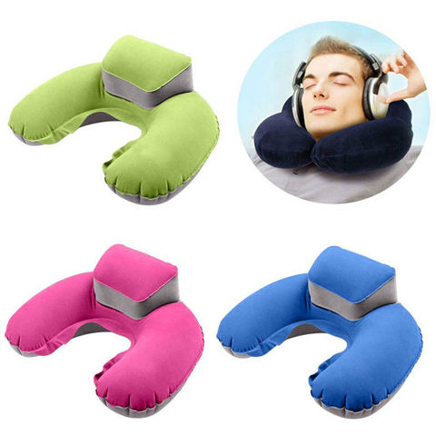 Almohada plegable en forma de U para el cuello, cojín inflable de espuma de memoria, almohada de viaje, almohadas Súper suaves para el cuello, Avión de aire ► Foto 1/6