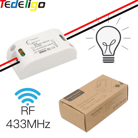 Tedeligo 433MHz receptor RF AC 110V 220V 10A 1 canal Controlador de luz para la iluminación de la familia inteligente hogar techo lámpara de cristal ► Foto 1/6