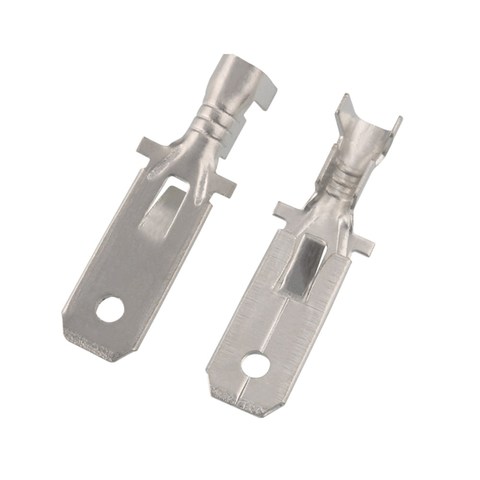 100 uds/200 Uds H62 latón estañado 6,3mm DJ611-6.3A coche terminal Conector automotriz hombre terminal ► Foto 1/4