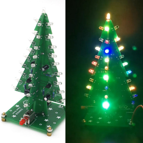 Kit de circuito Flash LED tridimensional 3D, árbol de Navidad Kit con luz LED DIY, rojo/verde/amarillo ► Foto 1/6
