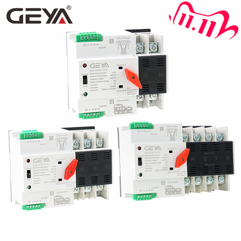 GEYA-Interruptor de transferencia de energía para el hogar, dispositivo de Doble potencia W2R ATS 110V 220V PC Interruptor de Transferencia Automática 63A 100A 50/60Hz, envío gratis ► Foto 1/6