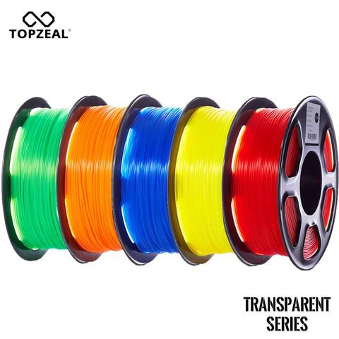 TOPZEAL-carrete transparente de plástico PLA para impresora 3D, suministros de materiales de impresión, 1,75mm, 1KG ► Foto 1/6