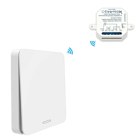 Interruptor inalámbrico de luz con Control remoto, pulsador RF 433 autoalimentado, panel de pared sin Cables, fácil instalación ► Foto 1/6