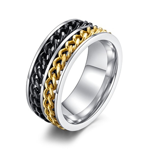 Anillo giratorio de acero y titanio para hombre, cadena de acero y titanio, accesorios de joyería ► Foto 1/6