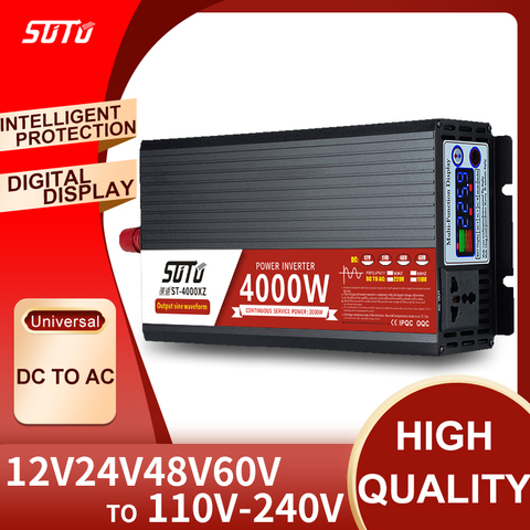 Inversor Universal de pantalla LCD, convertidor de potencia de onda sinusoidal pura de 12V, 24V, 48V, 60V a 110V-240V, 2500W/3000W/4000W/5000W ► Foto 1/1