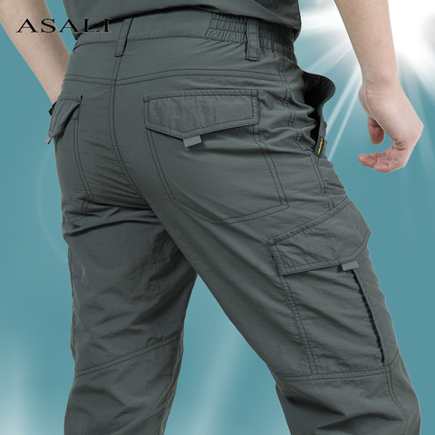 Pantalones militares finos para hombre, pantalón táctico de carga, transpirable, de secado rápido, impermeable, informal, 4XL ► Foto 1/6