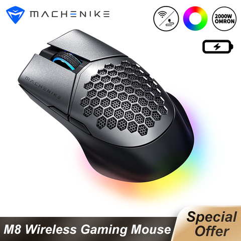 Machenike-ratón inalámbrico para videojuegos M8, RGB, ergonómico, 85g, modo Dual, PMW3335, 16000DPI, programable ► Foto 1/6