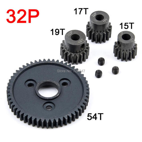 32P acero engranaje metálico para espolón 54T / 15T 17T 19T Motor engranajes de piñón para Traxxas Slash 4x4 estampida 4x4 VXL ladrón 4X4 E-Revo T-Maxx ► Foto 1/6