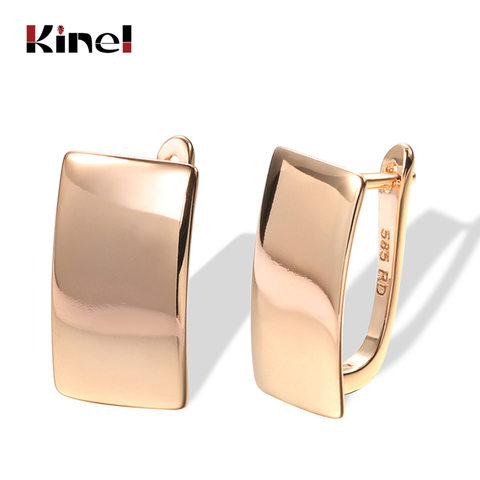 Kinel-pendientes colgantes brillantes para mujer, de moda novedosa, aretes cuadrados simples de oro rosa 585, joyería fina diaria de alta calidad ► Foto 1/6