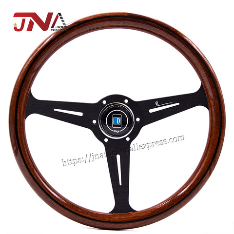 Volante de copia de madera JDM de alta calidad con rayo negro, volante clásico ► Foto 1/6