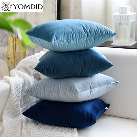 YOMDID-Funda de cojín de terciopelo para sala de estar, funda de almohada decorativa de color sólido, 35x50/40x40 ► Foto 1/6