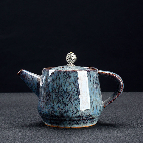 Tetera de té con esmalte de cielo estrellado, tetera de cerámica con diseño de paisaje tradicional chino, exquisita ► Foto 1/6