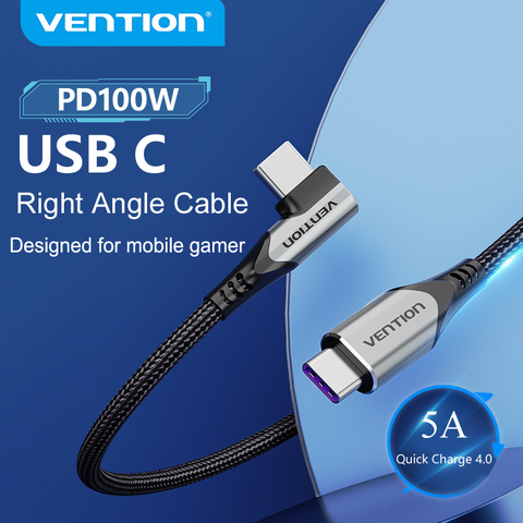 Vention-Cable de carga USB tipo C para Samsung S10, S20, MacBook Pro, iPad, Cargador rápido 100 PD, 4,0 W ► Foto 1/6