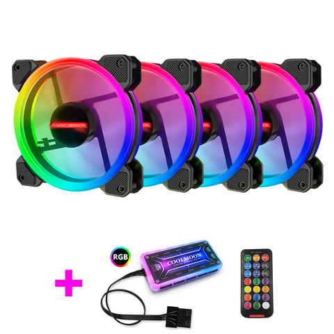 Coolmoon-ventilador con cubierta para PC, refrigeración RGB con control remoto IR, funda de ordenador silenciosa, Enfriador de CPU y componentes de ordenador de radiador, ventilador de 120mm ► Foto 1/6