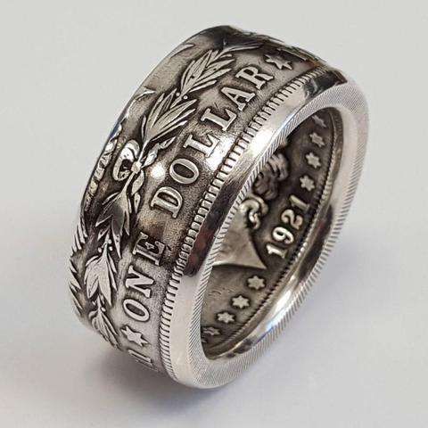 Anillos con diseño de letras Vintage para hombre, sortija de plata antigua, banda de boda, joyería de compromiso Punk ► Foto 1/6