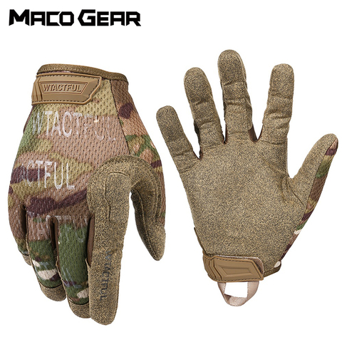 Guantes tácticos militares de dedo completo para hombre, Airsoft, ciclismo, deportes, entrenamiento de acampada, Paintball en bicicleta, Camuflaje ligero ► Foto 1/6