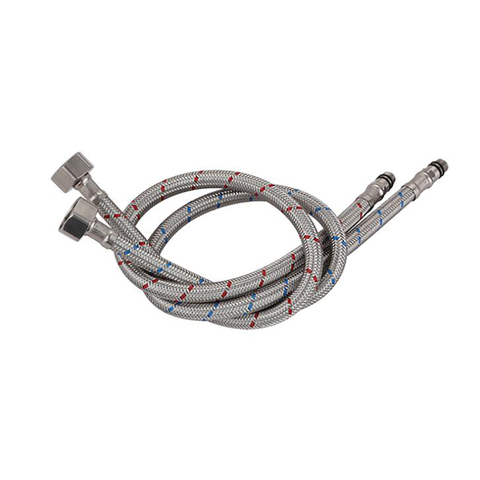 Conector de grifo G1/2 de 60cm, Conector de manguera de suministro de acero inoxidable trenzado, mezclador en frío y caliente, repuesto de manguera, 1 ud. ► Foto 1/5